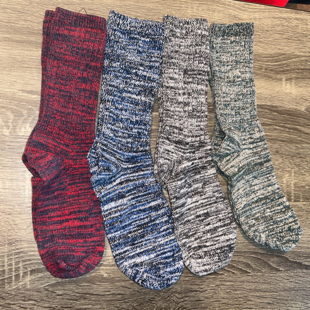 Four Pairs of American Trench Random Plait Crew Socks